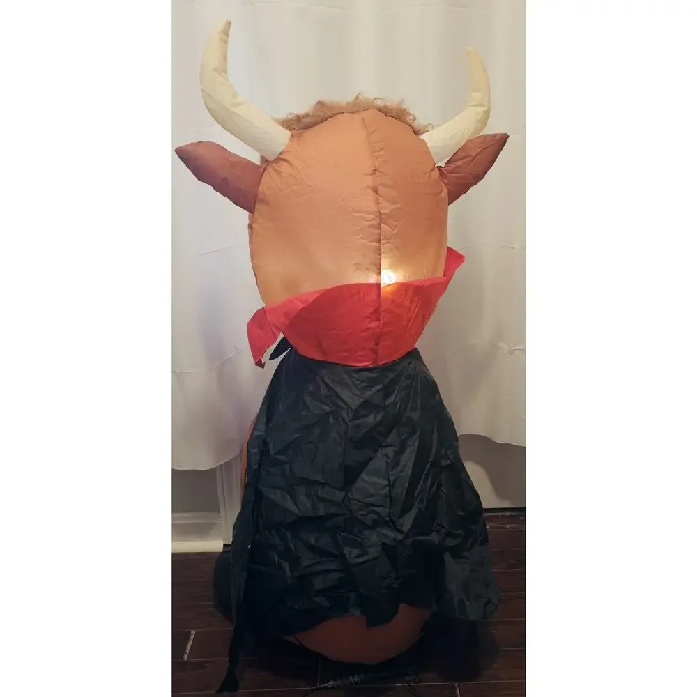 3.5 Foot Highland Cow Vampire Halloween Inflatable With Built In LED Lights